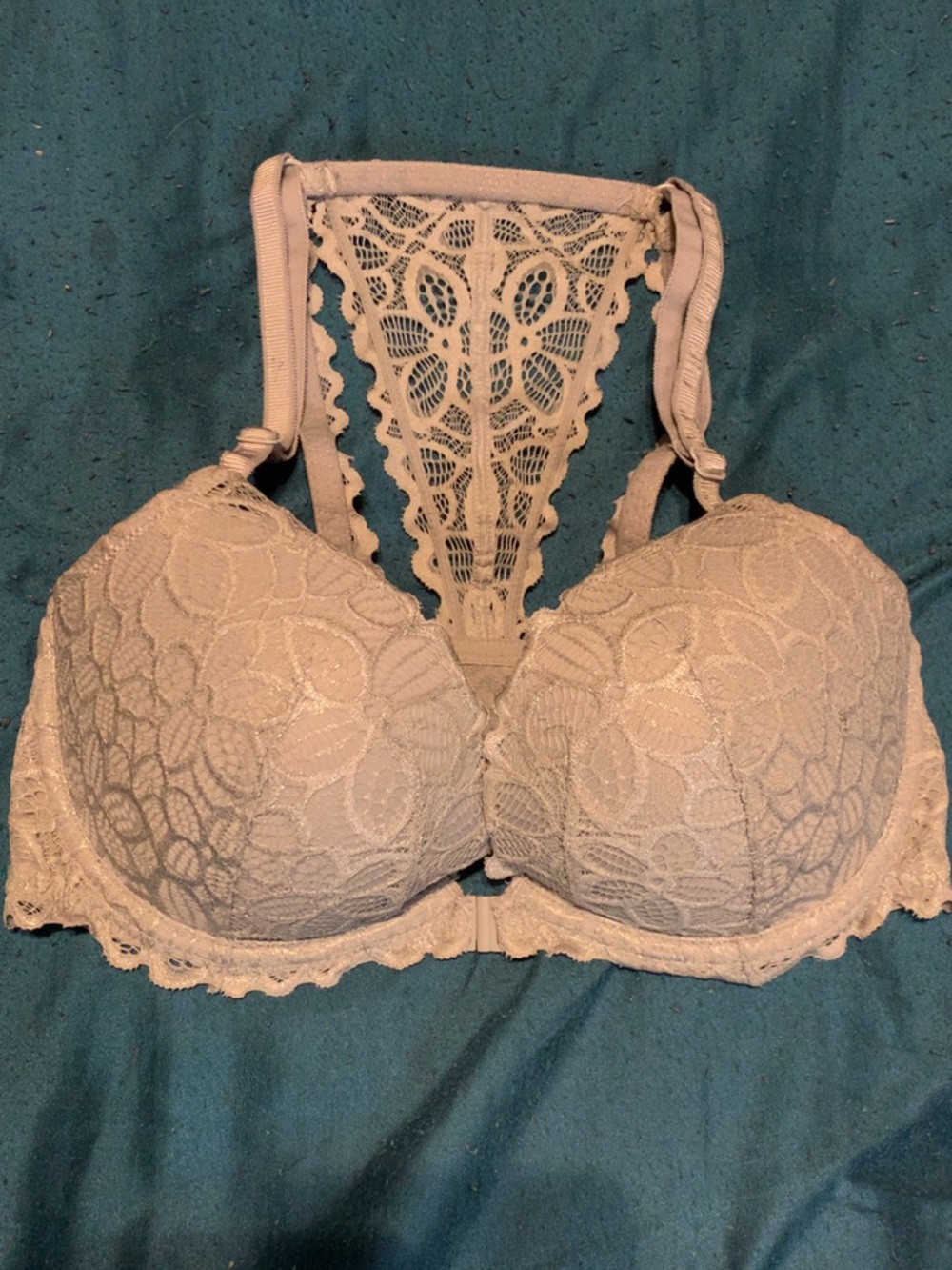 Victoria's Secret Lace Racerback Push-Up Bra in Light Beige